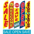 OPEN SAVE WELCOME SALE Swooper flags