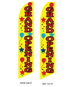 Grand opening stars balloons business banner flag sign