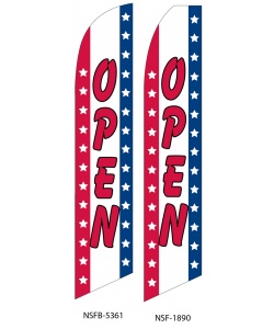 OPEN swooper flag with stars blue red white